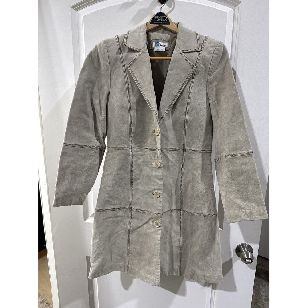 VTG - B Lucid Tan Suede Leather Coat Womens Small - Long Jacket